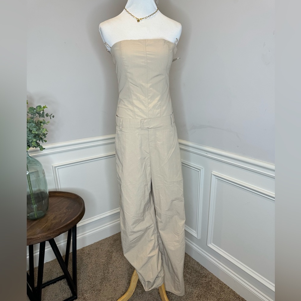 Zara Beige Strapless Jumpsuit